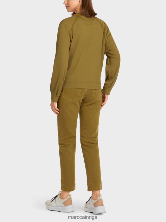 apģērbs dzeltena olīva VRBHXD413 Marc Cain mīksta blūze no smalka rievota auduma