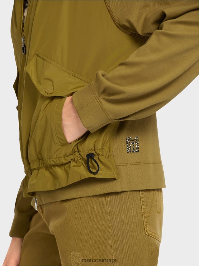 apģērbs dzeltena olīva VRBHXD413 Marc Cain mīksta blūze no smalka rievota auduma