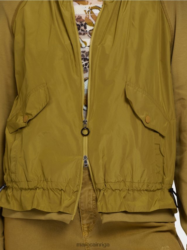 apģērbs dzeltena olīva VRBHXD413 Marc Cain mīksta blūze no smalka rievota auduma