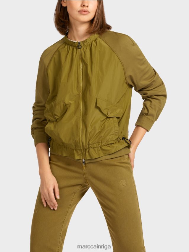 apģērbs dzeltena olīva VRBHXD413 Marc Cain mīksta blūze no smalka rievota auduma