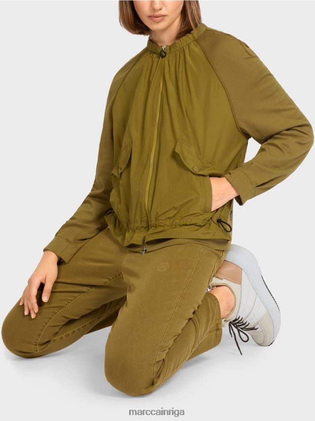 apģērbs dzeltena olīva VRBHXD413 Marc Cain mīksta blūze no smalka rievota auduma