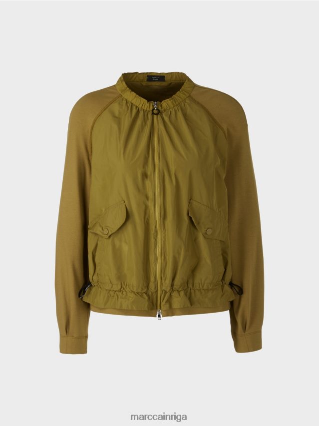 apģērbs dzeltena olīva VRBHXD413 Marc Cain mīksta blūze no smalka rievota auduma