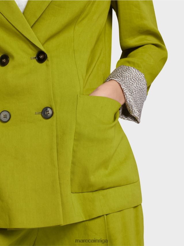 apģērbs dziļi olīvzaļa VRBHXD190 Marc Cain divrindu lina jaka