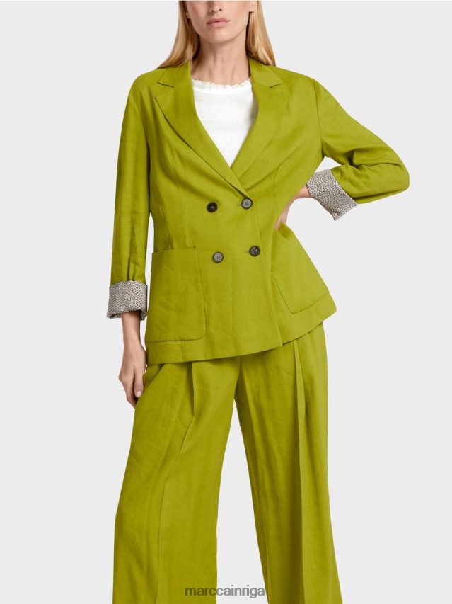 apģērbs dziļi olīvzaļa VRBHXD190 Marc Cain divrindu lina jaka