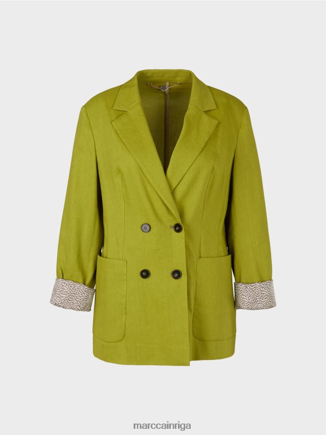 apģērbs dziļi olīvzaļa VRBHXD190 Marc Cain divrindu lina jaka