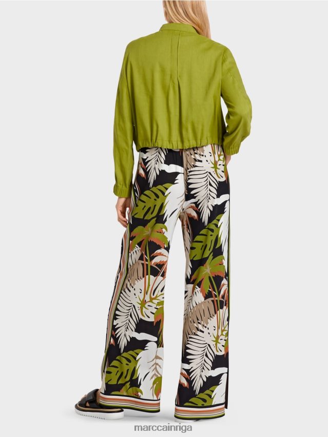 apģērbs dziļi olīvzaļa VRBHXD383 Marc Cain lina jaka ar stāvapkakli