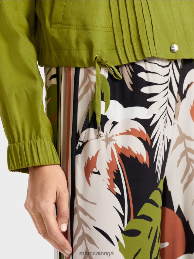 apģērbs dziļi olīvzaļa VRBHXD383 Marc Cain lina jaka ar stāvapkakli