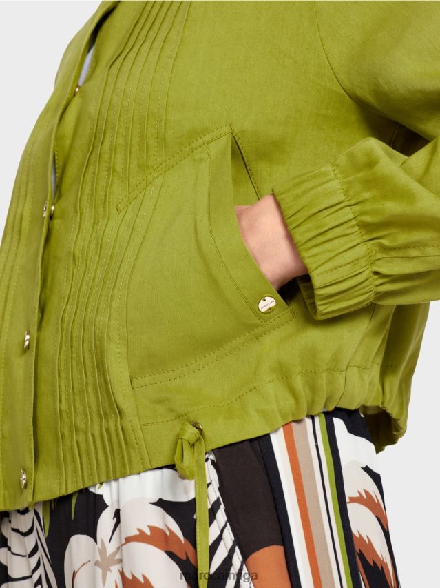 apģērbs dziļi olīvzaļa VRBHXD383 Marc Cain lina jaka ar stāvapkakli