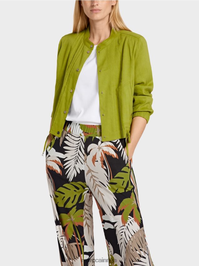 apģērbs dziļi olīvzaļa VRBHXD383 Marc Cain lina jaka ar stāvapkakli