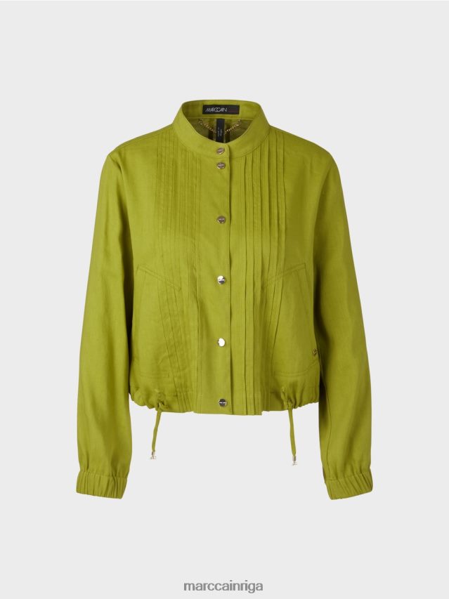 apģērbs dziļi olīvzaļa VRBHXD383 Marc Cain lina jaka ar stāvapkakli