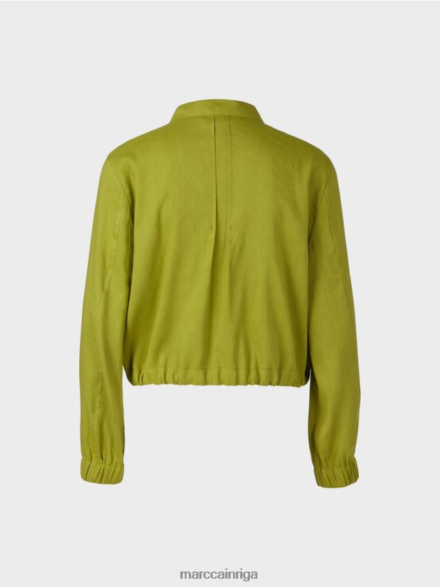 apģērbs dziļi olīvzaļa VRBHXD383 Marc Cain lina jaka ar stāvapkakli