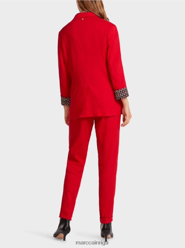 apģērbs dziļi sarkans VRBHXD181 Marc Cain divrindu lina jaka