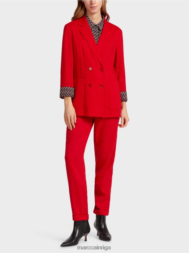 apģērbs dziļi sarkans VRBHXD181 Marc Cain divrindu lina jaka