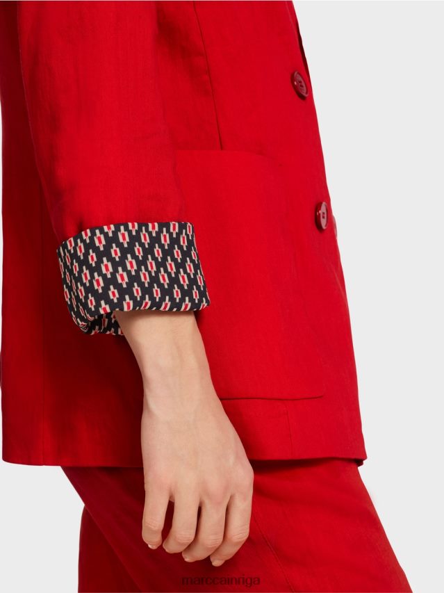 apģērbs dziļi sarkans VRBHXD181 Marc Cain divrindu lina jaka