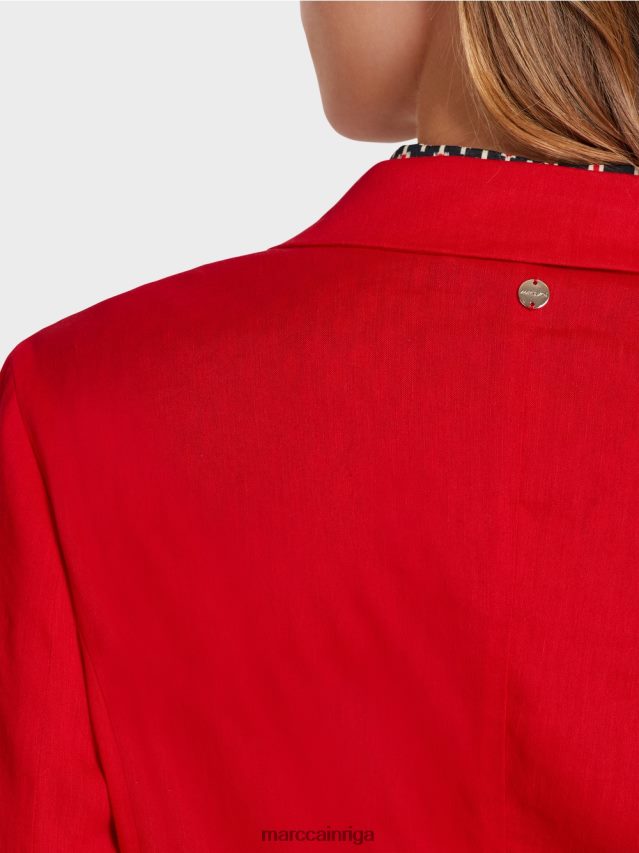 apģērbs dziļi sarkans VRBHXD181 Marc Cain divrindu lina jaka