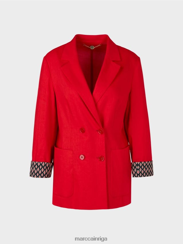 apģērbs dziļi sarkans VRBHXD181 Marc Cain divrindu lina jaka