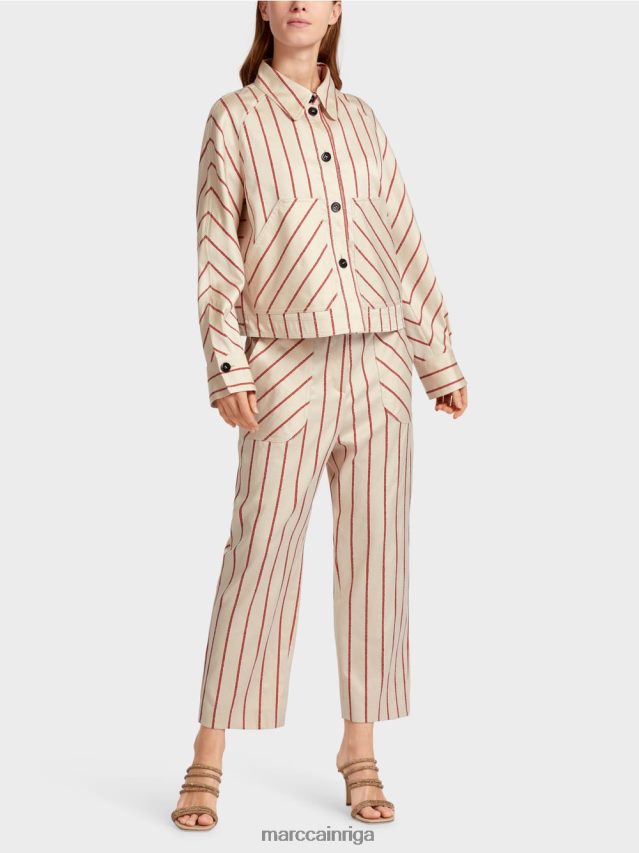 apģērbs dziļi sarkans VRBHXD353 Marc Cain svītraina liocela jaka