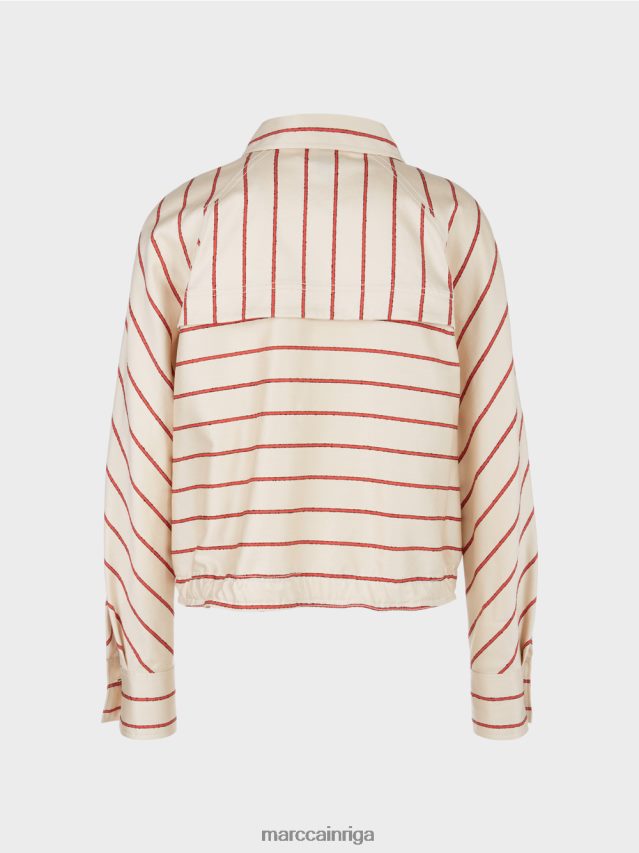 apģērbs dziļi sarkans VRBHXD353 Marc Cain svītraina liocela jaka