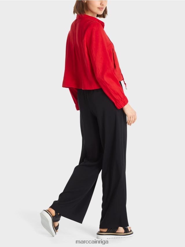 apģērbs dziļi sarkans VRBHXD356 Marc Cain lina jaka ar stāvapkakli