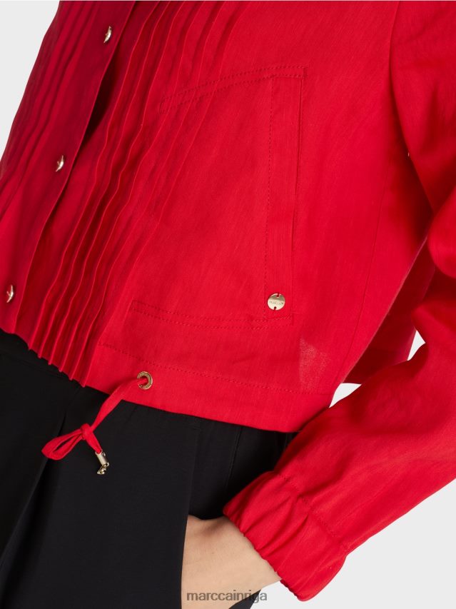 apģērbs dziļi sarkans VRBHXD356 Marc Cain lina jaka ar stāvapkakli