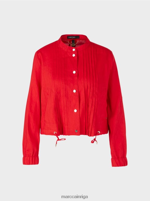 apģērbs dziļi sarkans VRBHXD356 Marc Cain lina jaka ar stāvapkakli