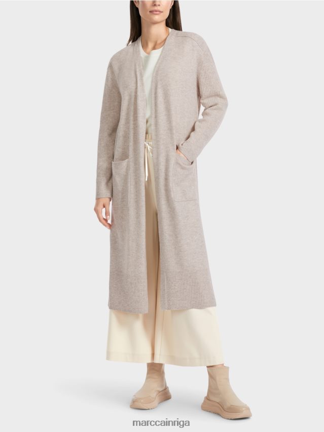 apģērbs gaišs akmens VRBHXD337 Marc Cain garš adīts "pārdomāt kopā" ​​mētelis