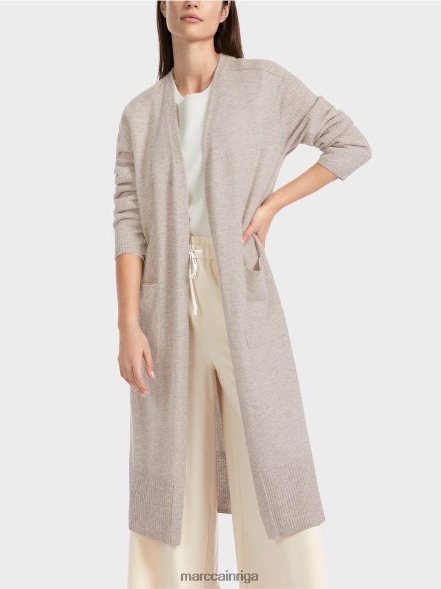 apģērbs gaišs akmens VRBHXD337 Marc Cain garš adīts \"pārdomāt kopā\" ​​mētelis