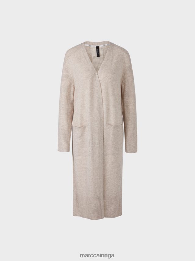 apģērbs gaišs akmens VRBHXD337 Marc Cain garš adīts \"pārdomāt kopā\" ​​mētelis