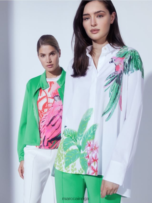 apģērbs gaišs skuķis VRBHXD417 Marc Cain džersija jaka ar stāvapkakli