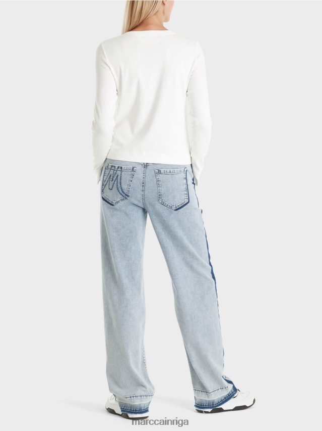 apģērbs gandrīz balts VRBHXD332 Marc Cain jaka ar rāvējslēdzēju ar apaļu kaklu