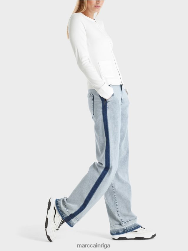 apģērbs gandrīz balts VRBHXD332 Marc Cain jaka ar rāvējslēdzēju ar apaļu kaklu