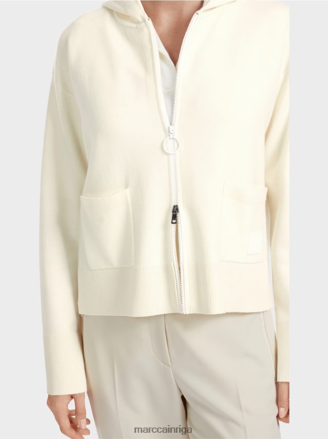 apģērbs gandrīz balts VRBHXD336 Marc Cain abpusēja jaka ar kapuci