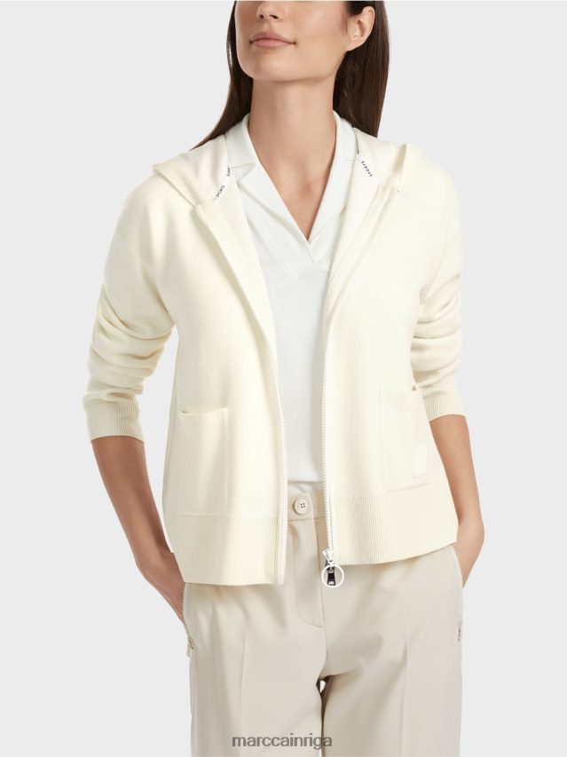 apģērbs gandrīz balts VRBHXD336 Marc Cain abpusēja jaka ar kapuci