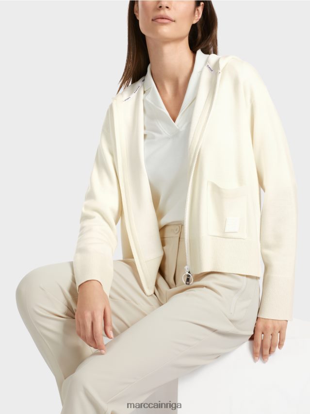 apģērbs gandrīz balts VRBHXD336 Marc Cain abpusēja jaka ar kapuci