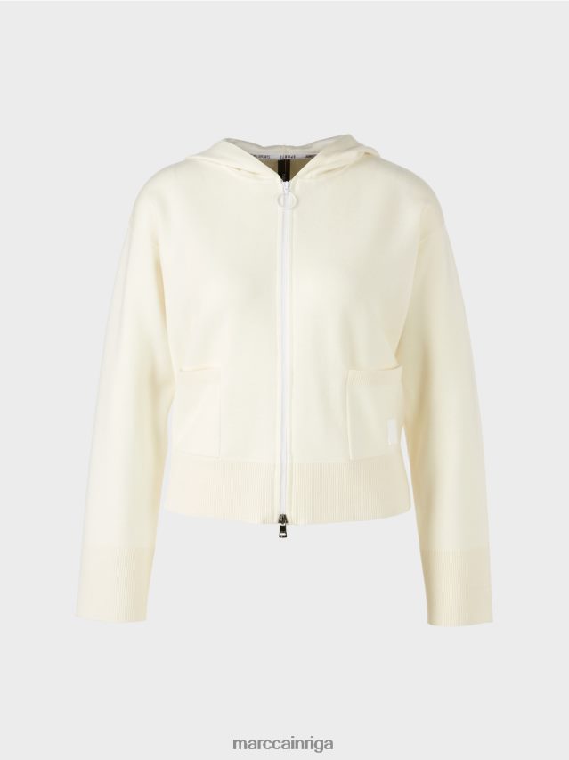 apģērbs gandrīz balts VRBHXD336 Marc Cain abpusēja jaka ar kapuci