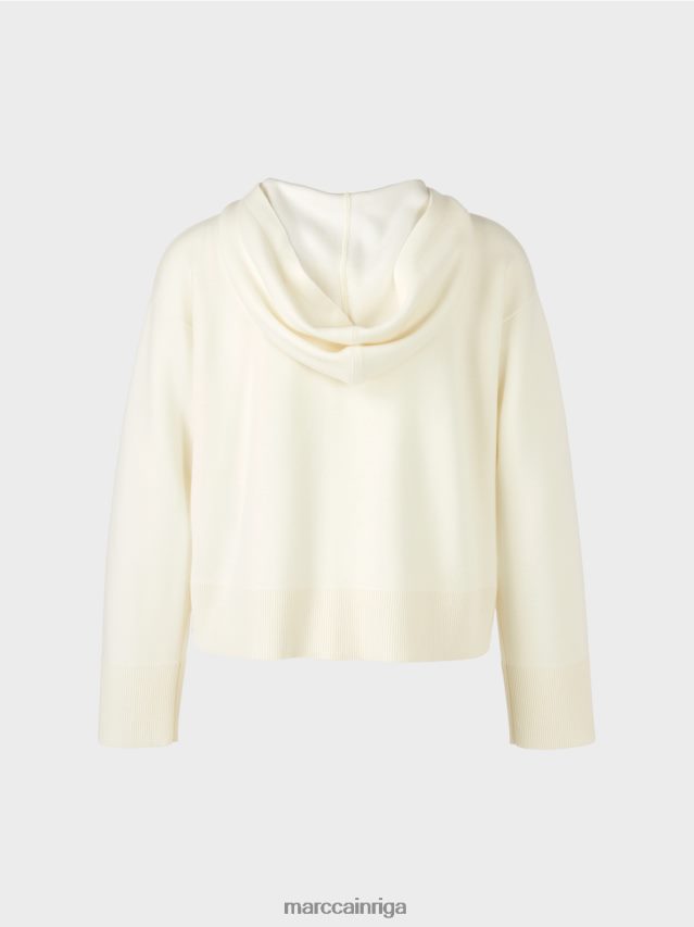 apģērbs gandrīz balts VRBHXD336 Marc Cain abpusēja jaka ar kapuci