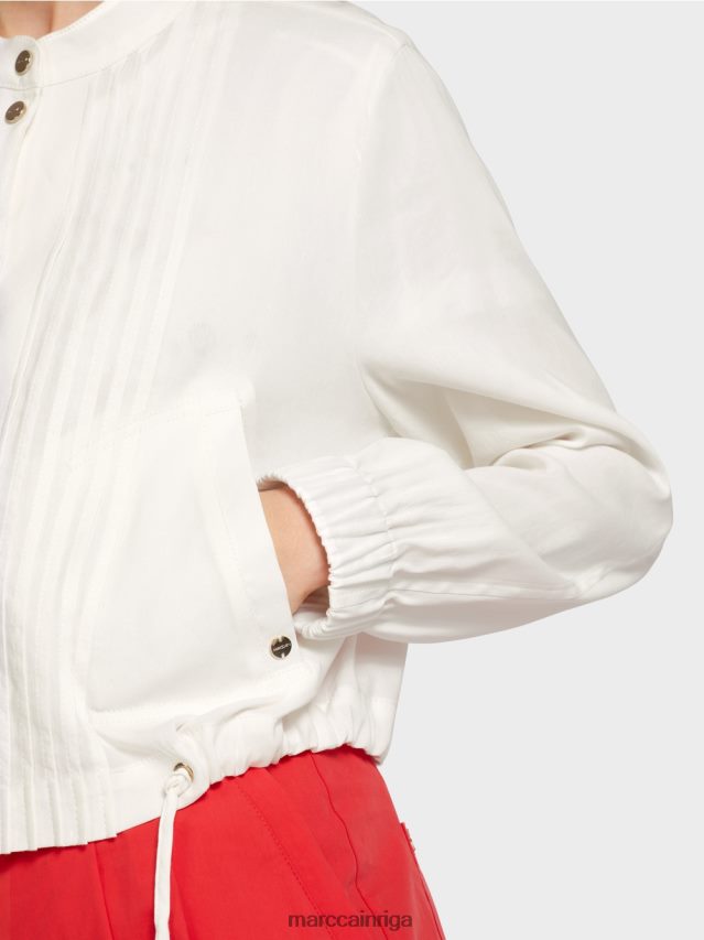 apģērbs gandrīz balts VRBHXD361 Marc Cain lina jaka ar stāvapkakli