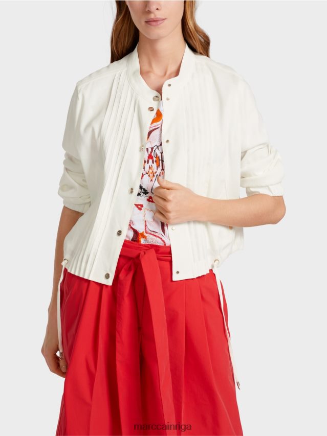 apģērbs gandrīz balts VRBHXD361 Marc Cain lina jaka ar stāvapkakli