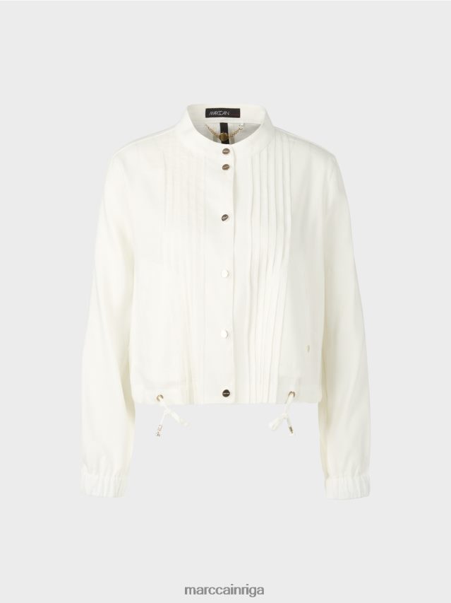 apģērbs gandrīz balts VRBHXD361 Marc Cain lina jaka ar stāvapkakli