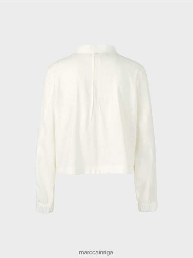 apģērbs gandrīz balts VRBHXD361 Marc Cain lina jaka ar stāvapkakli