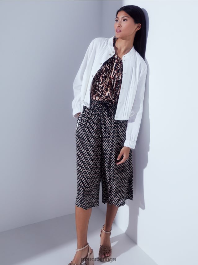 apģērbs gandrīz balts VRBHXD361 Marc Cain lina jaka ar stāvapkakli