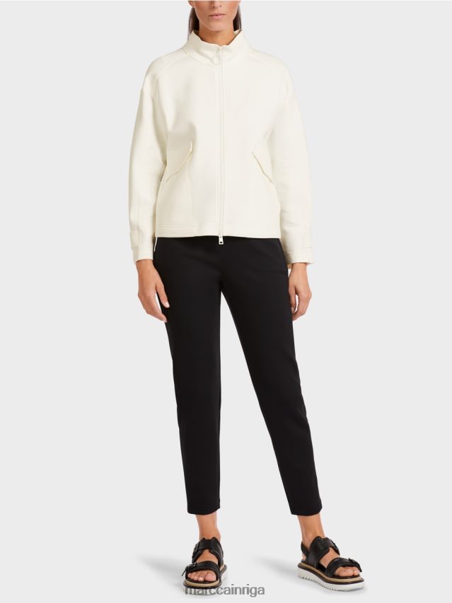 apģērbs gandrīz balts VRBHXD428 Marc Cain brīva rāvējslēdzēja jaka ar stāvapkakli