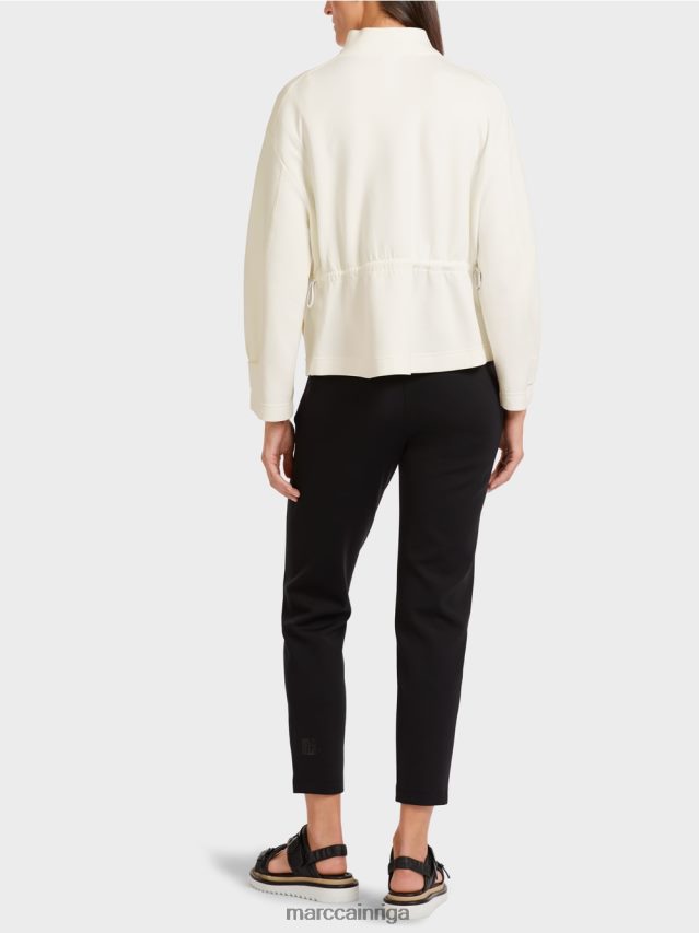 apģērbs gandrīz balts VRBHXD428 Marc Cain brīva rāvējslēdzēja jaka ar stāvapkakli