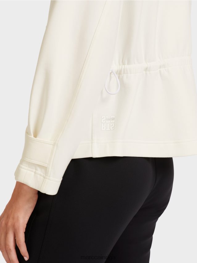 apģērbs gandrīz balts VRBHXD428 Marc Cain brīva rāvējslēdzēja jaka ar stāvapkakli