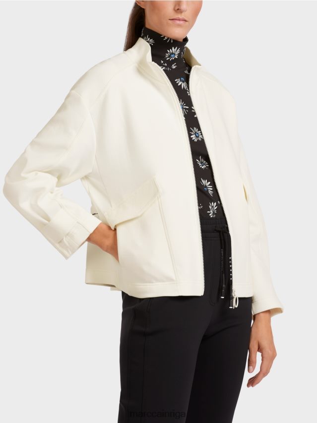 apģērbs gandrīz balts VRBHXD428 Marc Cain brīva rāvējslēdzēja jaka ar stāvapkakli