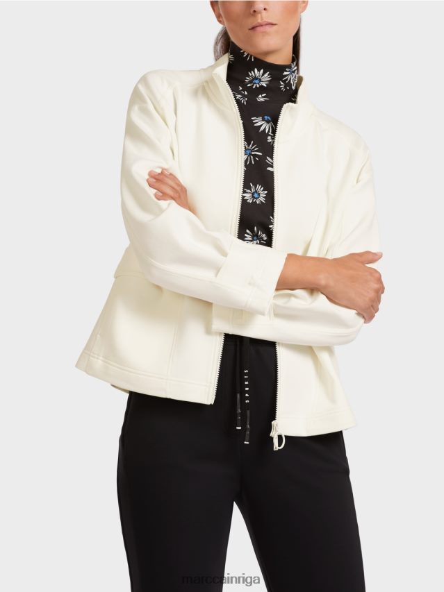 apģērbs gandrīz balts VRBHXD428 Marc Cain brīva rāvējslēdzēja jaka ar stāvapkakli