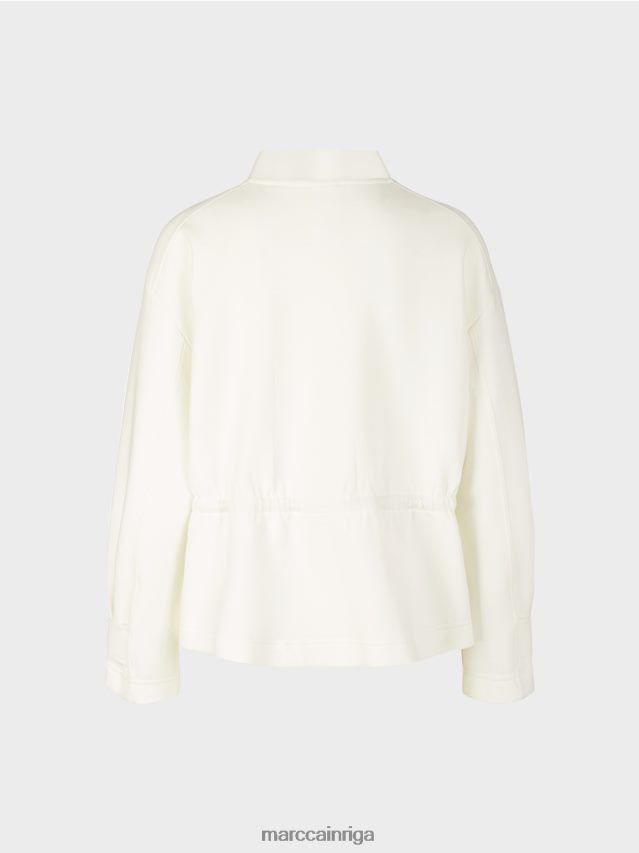apģērbs gandrīz balts VRBHXD428 Marc Cain brīva rāvējslēdzēja jaka ar stāvapkakli