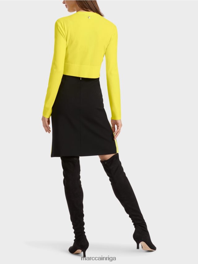apģērbs mīksts citrons VRBHXD349 Marc Cain V veida kakla jaka \"pārdomājiet kopā\".