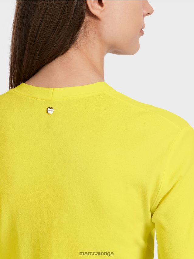 apģērbs mīksts citrons VRBHXD349 Marc Cain V veida kakla jaka \"pārdomājiet kopā\".