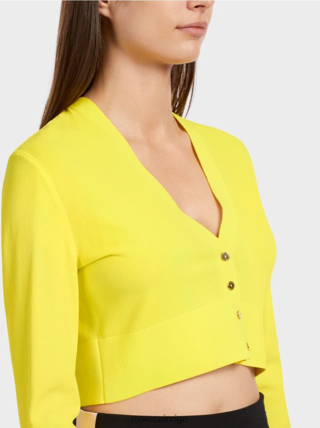 apģērbs mīksts citrons VRBHXD349 Marc Cain V veida kakla jaka \"pārdomājiet kopā\".